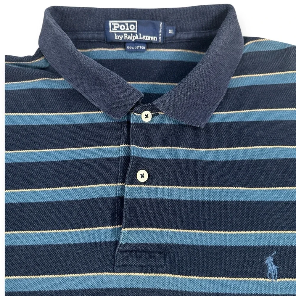 Polo by Ralph Lauren Men's‎ Striped Polo Shirt XL Blue Casual Classic